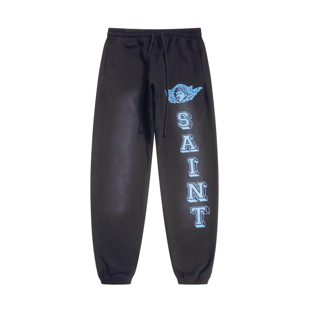 Saint Michael's trendy retro angels letters with old washed angel vintage loose casual loose sweatpants and trousers Style number: SM632 Size: S-M-L-XL Color: black blue-black red-blue yellow Price: P236